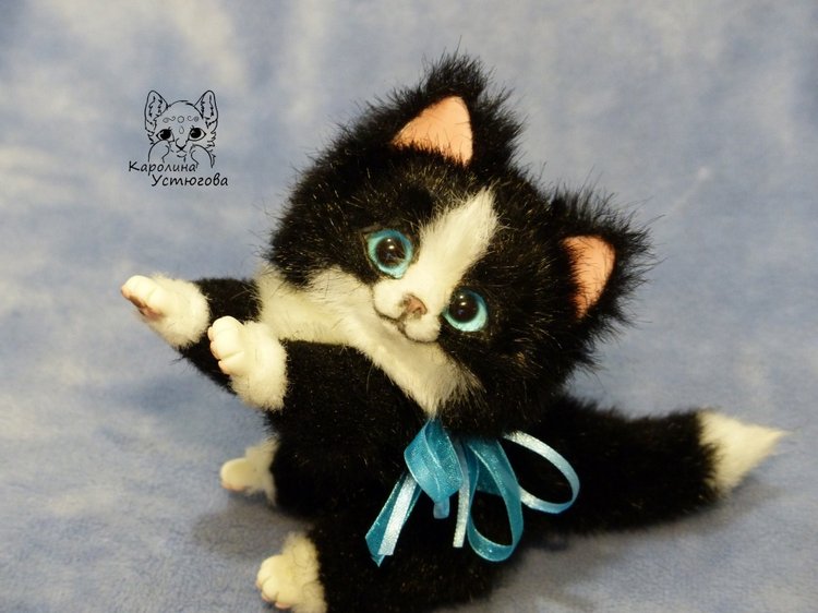 Кошечка Мякушка — Игрушки в смешанной технике (мех и глина): Арт (фото 7)