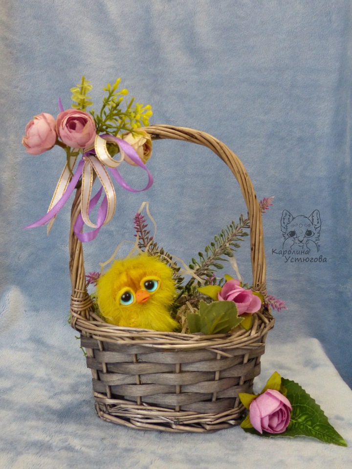 Утята, ждут весны — Игрушки в смешанной технике (мех и глина): Арт