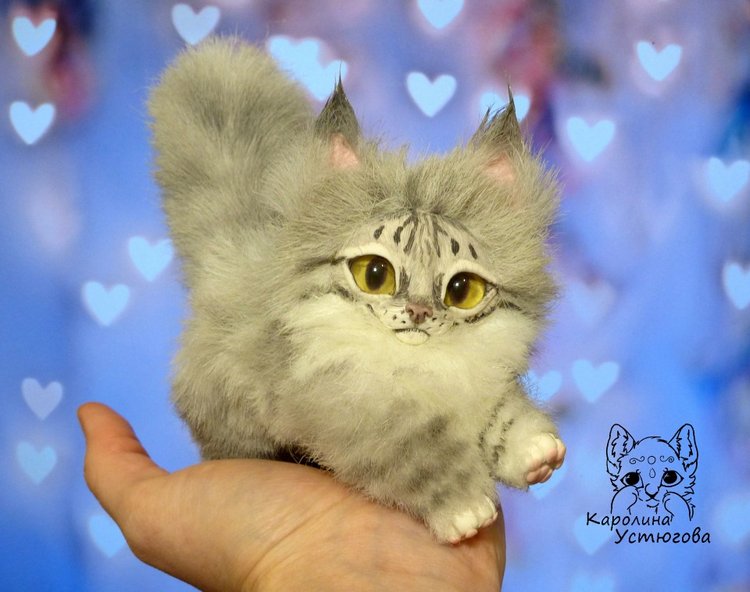 Котята Мейн-Куна — Игрушки в смешанной технике (мех и глина): Арт