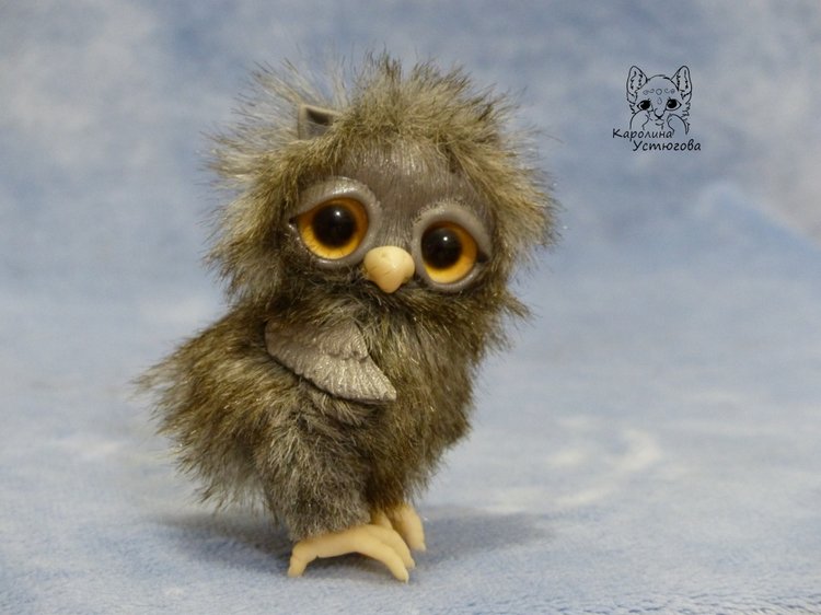 Совушка Ириска — Игрушки в смешанной технике (мех и глина): Арт (фото 5)