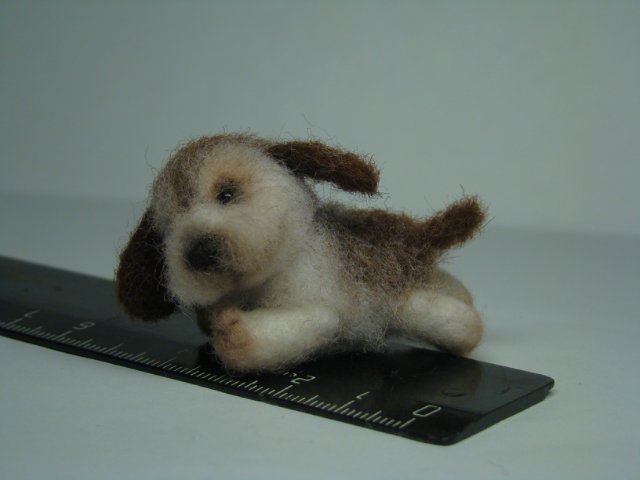 Щенок неизвестной породы. Авторская игрушка валянием из шерсти Ольги Чернухо