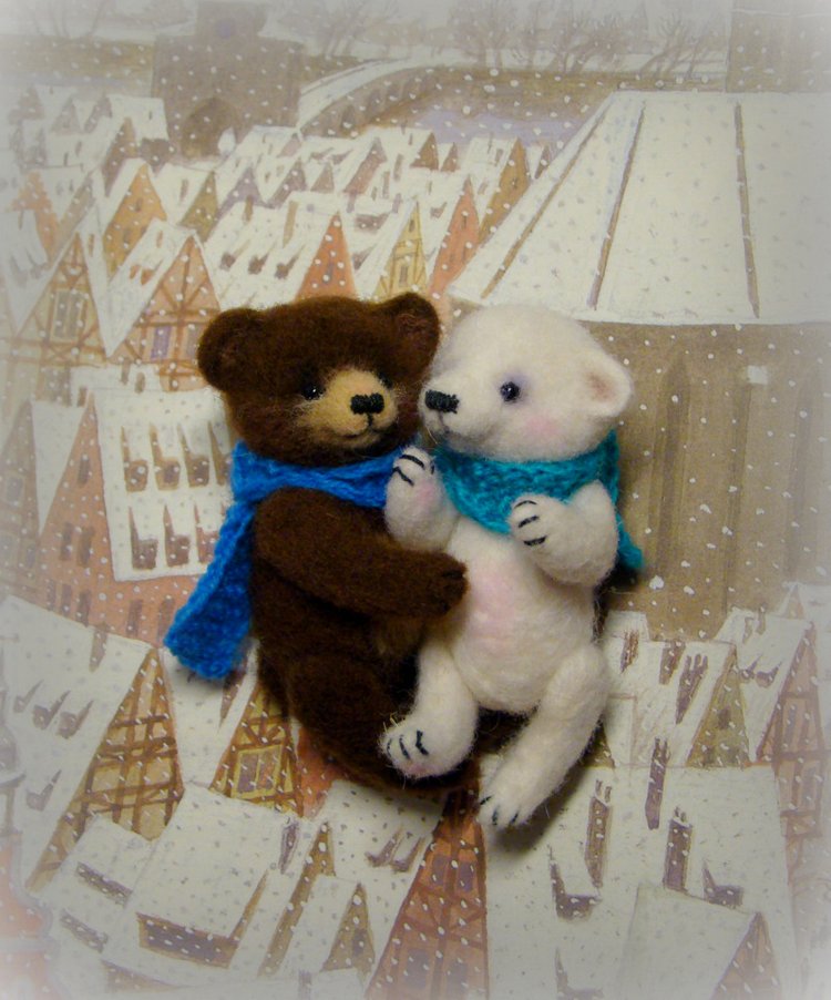 Осенние медвежата. Авторские игрушки валянием из шерсти Ольги Чернухо (фото 3)