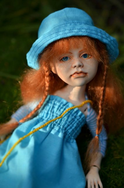 Кукла из шерсти для валяния - Рыжая мечтательница Матильда (фото 7)