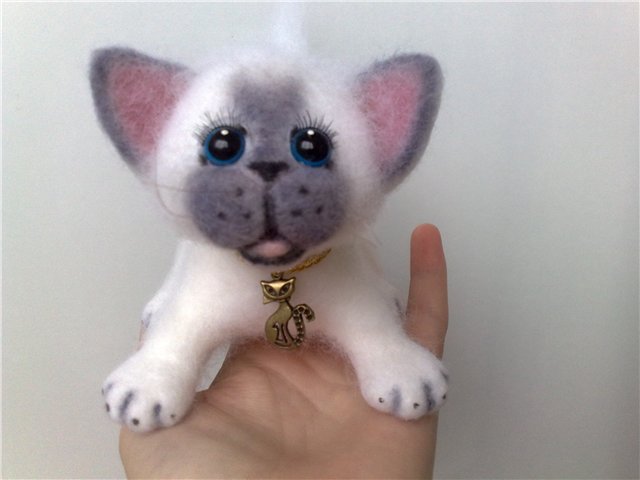 Котенок из шерсти! Сухое валяние игрушек