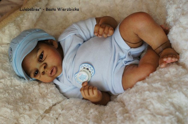 Афро-реборненочек истинный мальчишка Асриель Asriel прототип Беаты Вежбицки, Польша (фото 5)