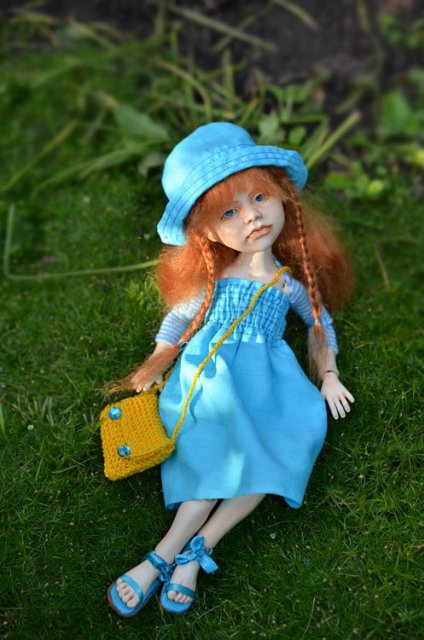 Кукла из шерсти для валяния - Рыжая мечтательница Матильда (фото 8)