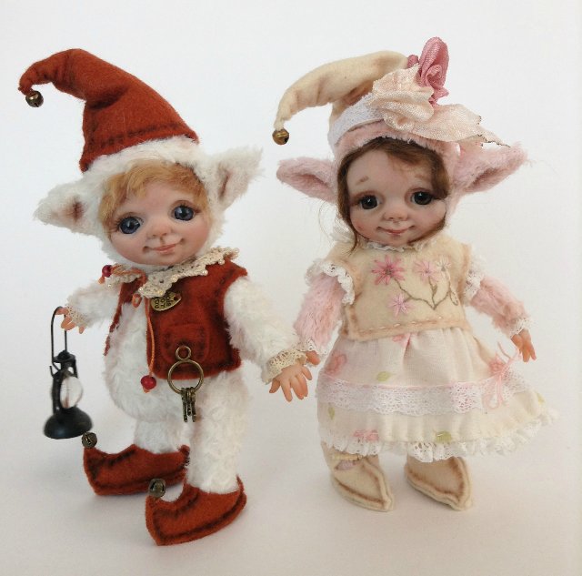 Рождественские эльфики. Авторские куклы тедди долл Анны Добряковой