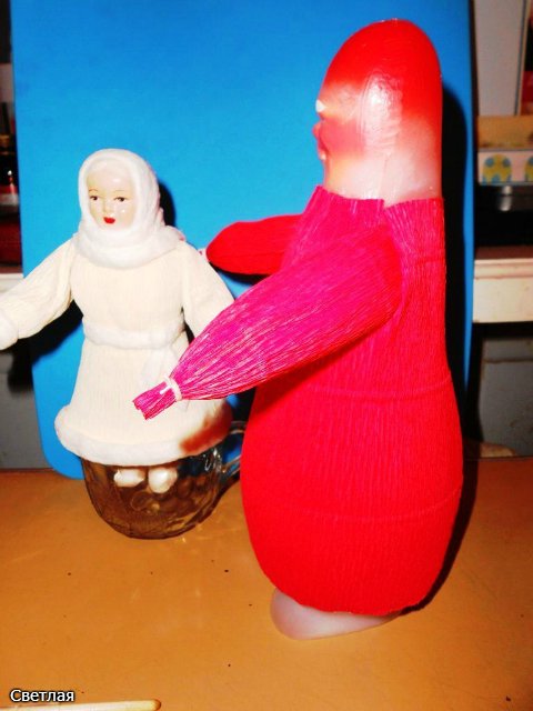 Реставрация антикварной новогодней игрушки из ваты. Снегурочка и Дед Мороз. +БОНУС, папье маше из ваты