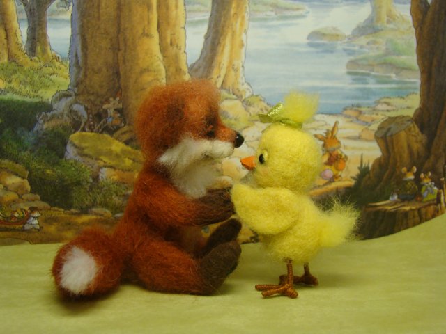 Лис нашёл себе подружку. Авторские игрушки валянием из шерсти Ольги Чернухо (фото 6)