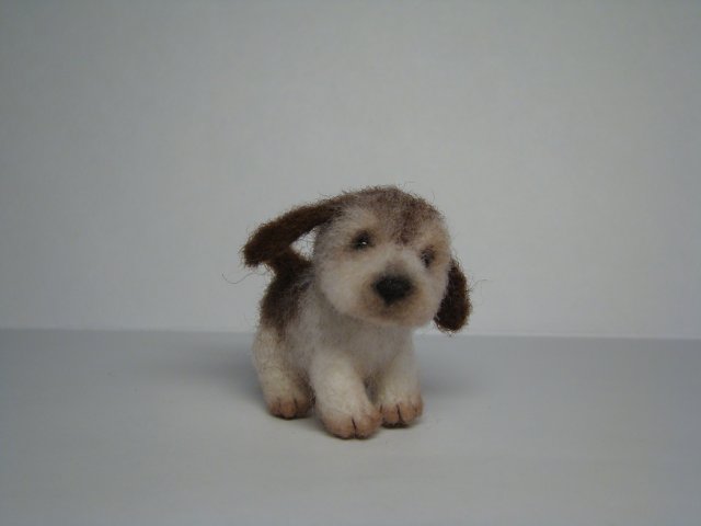 Щенок неизвестной породы. Авторская игрушка валянием из шерсти Ольги Чернухо