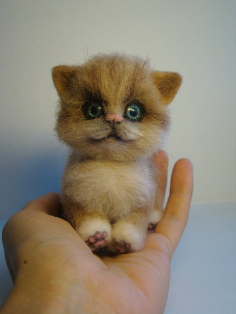 Котище, рыжий хвостище. Авторская игрушка валянием из шерсти Ольги Чернухо (фото 7)