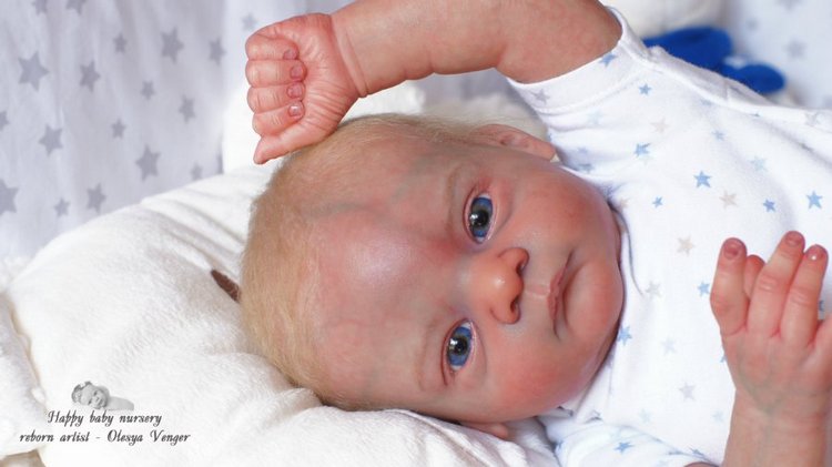 Златовласый малыш с глазами цвета незабудок. Мой Максюша, кукла реборн Олеси Венгер