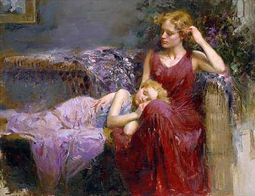 Мама и дети в работах Пино Даени