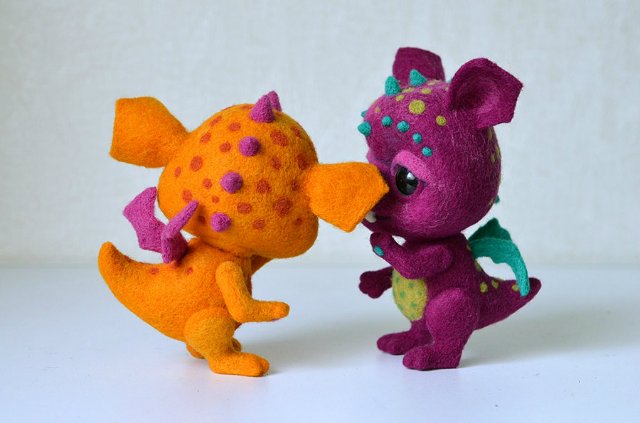 Осенние дракончики. Игрушки валянием из шерсти (фото 9)