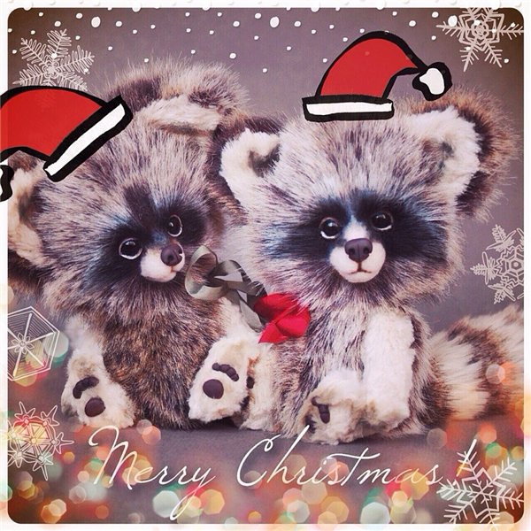 Рождественские еноты Пьер и Густав. Игрушки ручной работы