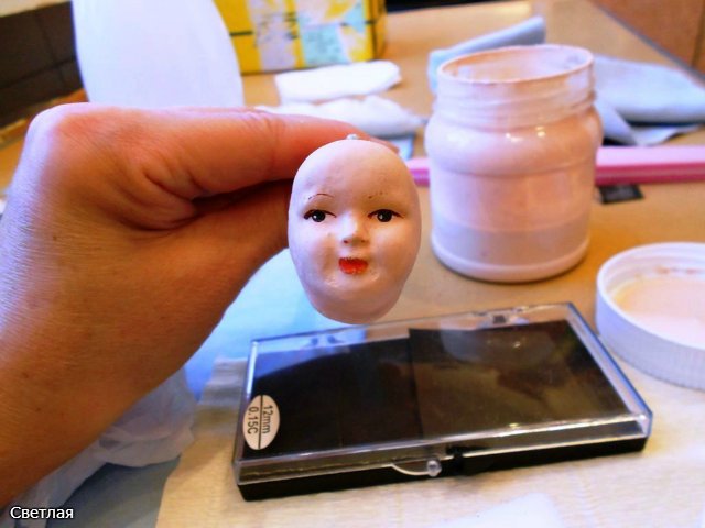 Реставрация антикварной новогодней игрушки из ваты. Снегурочка и Дед Мороз. +БОНУС, папье маше из ваты (фото 9)