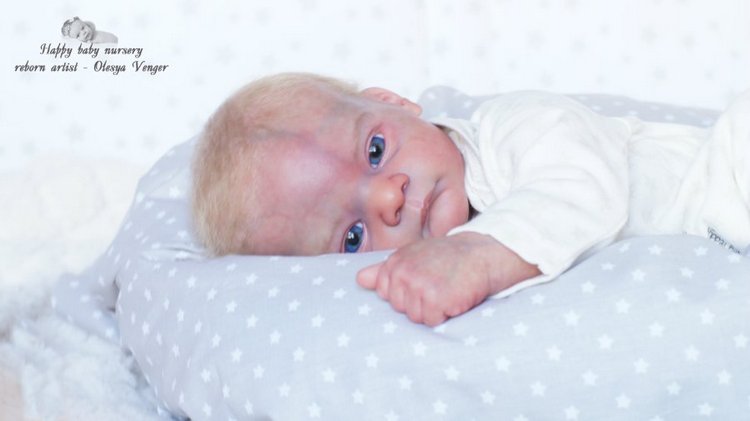 Златовласый малыш с глазами цвета незабудок. Мой Максюша, кукла реборн Олеси Венгер