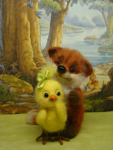 Лис нашёл себе подружку. Авторские игрушки валянием из шерсти Ольги Чернухо (фото 4)