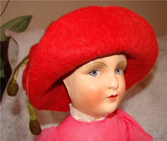 Шляпа для куклы в технике мокрое валяние (фото 6)