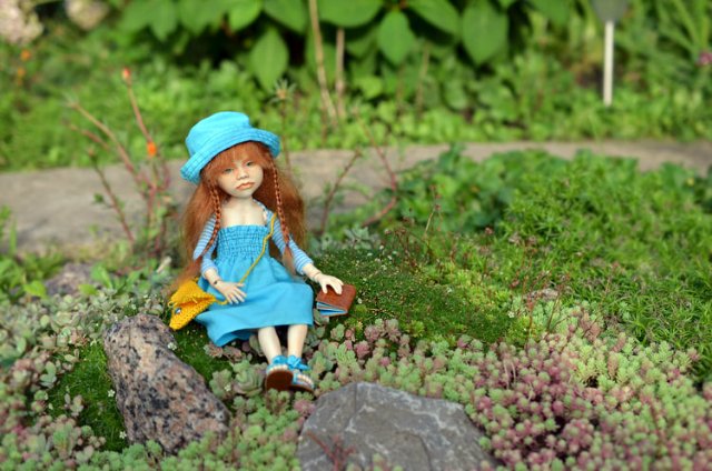 Кукла из шерсти для валяния - Рыжая мечтательница Матильда