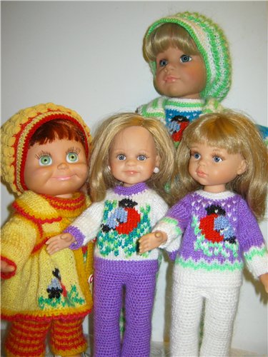 И опять снегири... Комплекты теплой одежды для фэйсинок, паолочек и кукол Готц