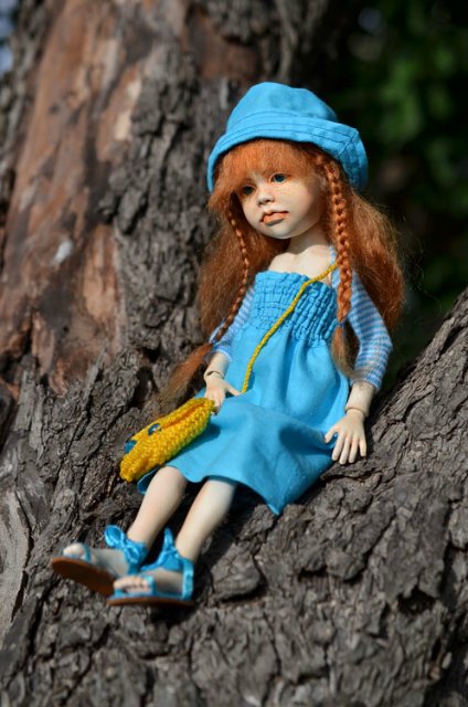 Кукла из шерсти для валяния - Рыжая мечтательница Матильда (фото 5)