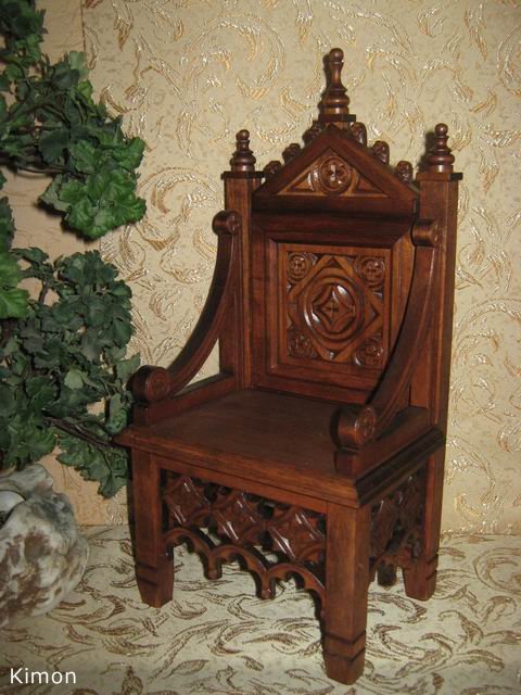 Эксклюзивная кукольная мебель. Готический трон для авторской куколки (ростом 34см)