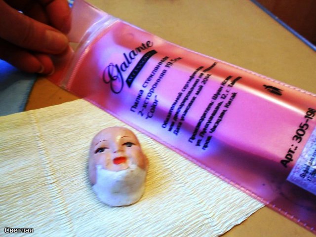 Реставрация антикварной новогодней игрушки из ваты. Снегурочка и Дед Мороз. +БОНУС, папье маше из ваты (фото 7)