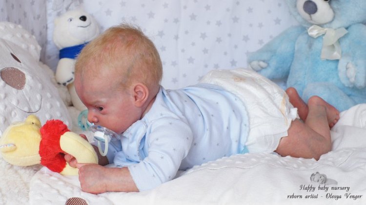 Златовласый малыш с глазами цвета незабудок. Мой Максюша, кукла реборн Олеси Венгер (фото 10)