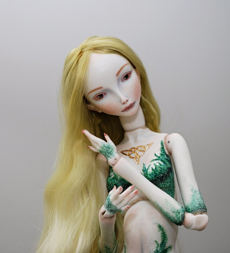 Новый образ для русалки. Фарфоровая кукла Ручной работы (фото 3)