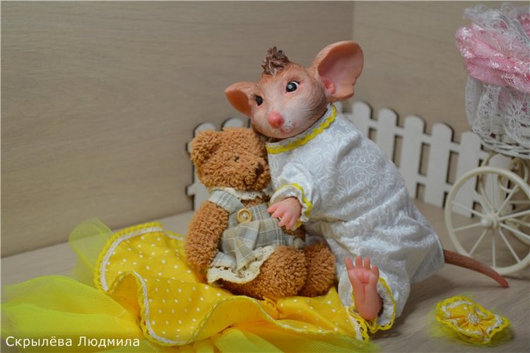 Мышка реборн, маленькая модель. Mouse Mascot от скульптора Sylvia Manning