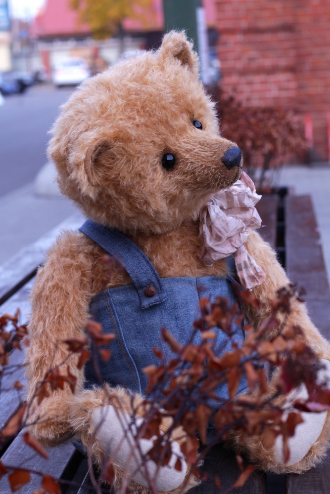 Большой мишка тедди на прогулке