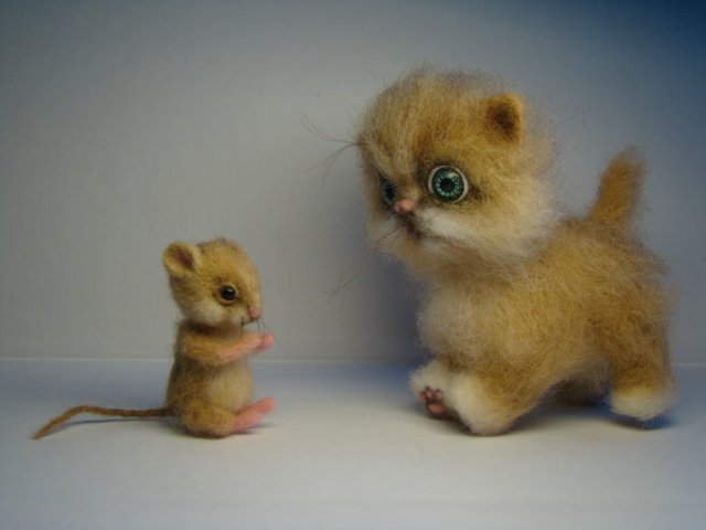 Кошки-мышки. Игрушки валянием из шерсти (фото 5)