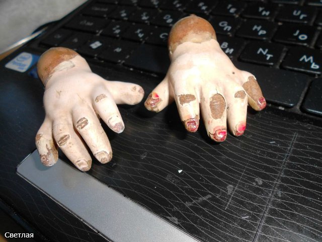 Как я чищу антикварных кукол. Следы времени или грязь? + БОНУС, находим руку мастера (фото 8)