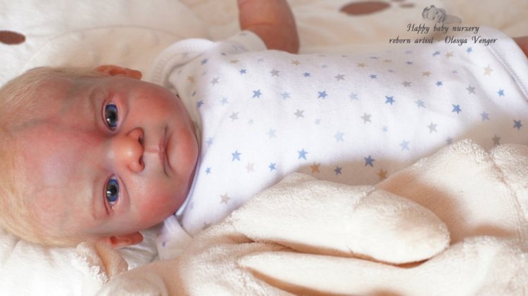 Златовласый малыш с глазами цвета незабудок. Мой Максюша, кукла реборн Олеси Венгер