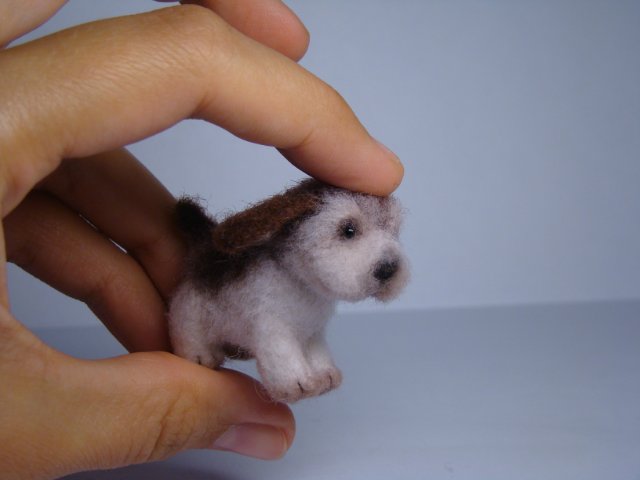 Щенок неизвестной породы. Авторская игрушка валянием из шерсти Ольги Чернухо