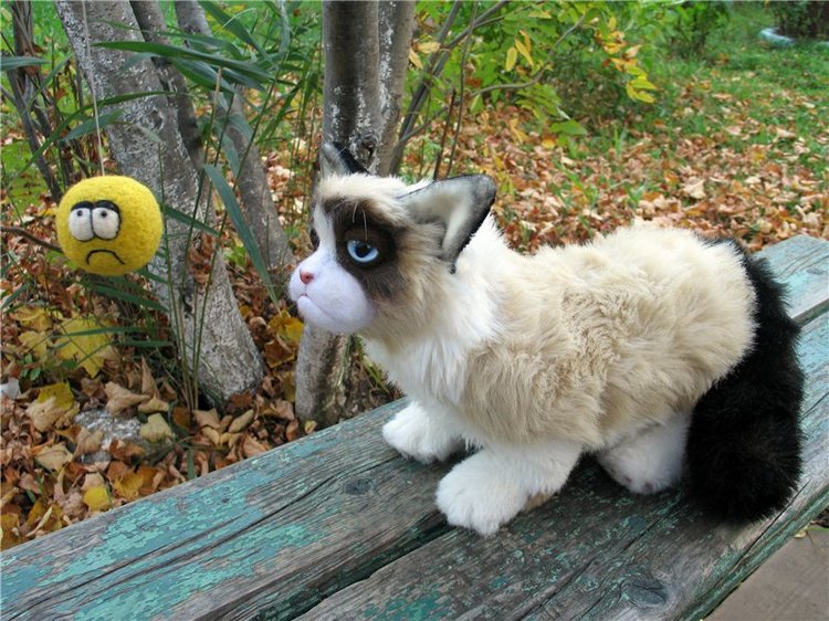 Grumpy cat — Текстильные игрушки и примитивы: кофейные