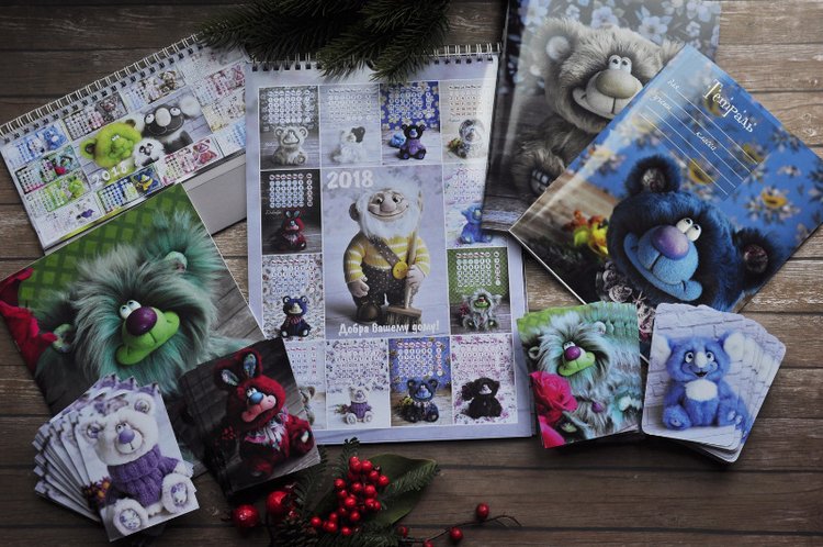 Календари и тетради на 2018 год с моими мишками тедди