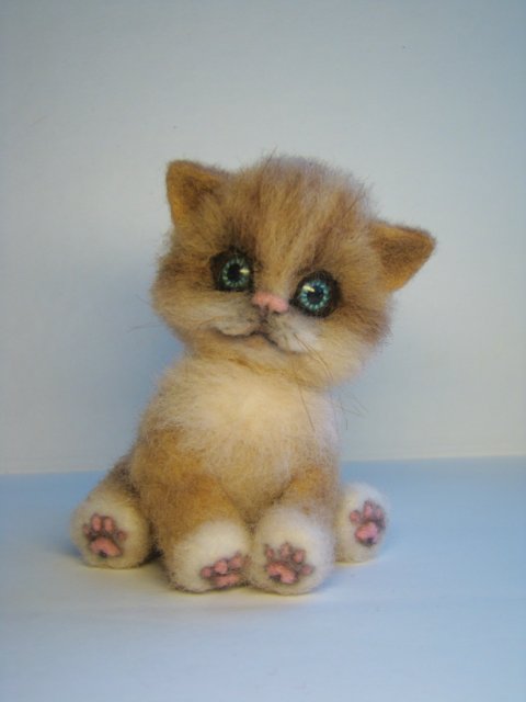 Котище, рыжий хвостище. Авторская игрушка валянием из шерсти Ольги Чернухо (фото 5)