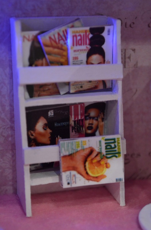 Полочка с миниатюрой "Маникюрный салон"+шкатулка+светильник