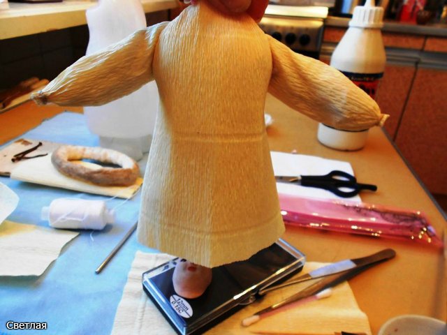 Реставрация антикварной новогодней игрушки из ваты. Снегурочка и Дед Мороз. +БОНУС, папье маше из ваты