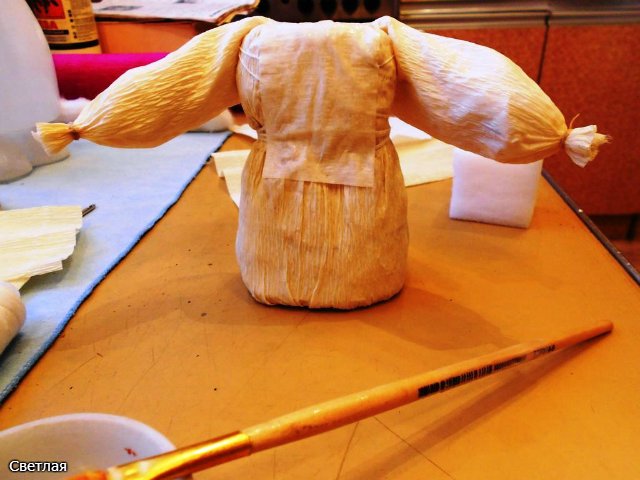 Реставрация антикварной новогодней игрушки из ваты. Снегурочка и Дед Мороз. +БОНУС, папье маше из ваты