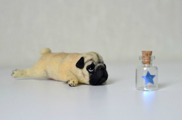 Пасмурный мопсик. Игрушка валянием своими руками (фото 5)