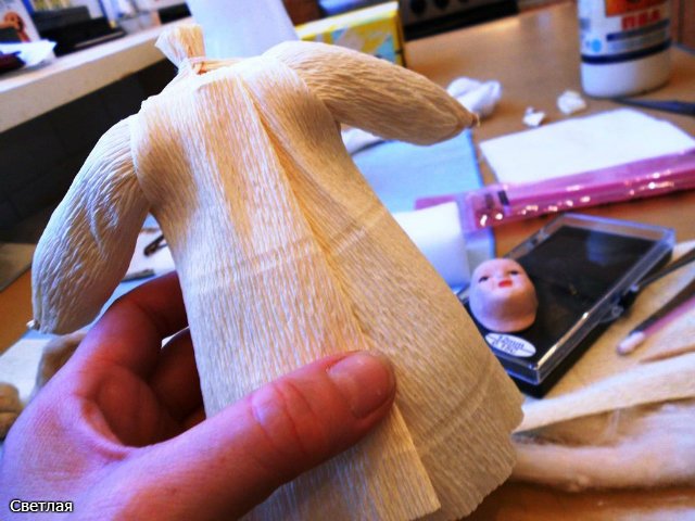 Реставрация антикварной новогодней игрушки из ваты. Снегурочка и Дед Мороз. +БОНУС, папье маше из ваты