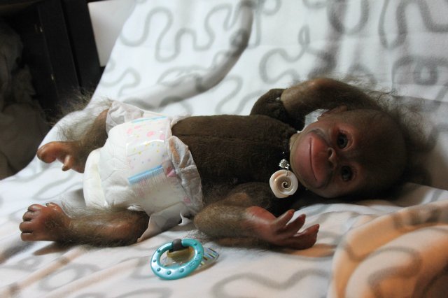 Бонька, обезьянка реборн Элины Кудрявцевой