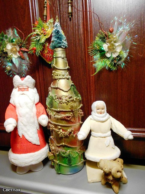 Реставрация антикварной новогодней игрушки из ваты. Снегурочка и Дед Мороз. +БОНУС, папье маше из ваты