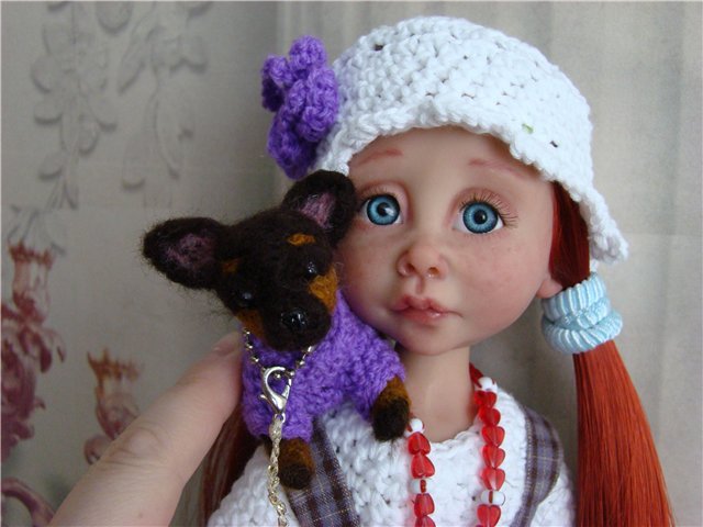 Девочка с собачкой. Авторская кукла Кондрашовой Ирины (фото 9)