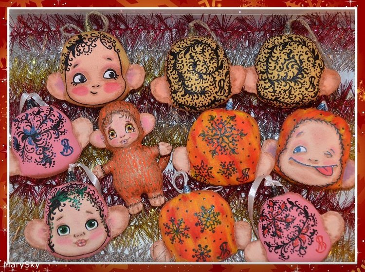 Новогодняя обезьянка. Игрушка ручной работы (фото 4)