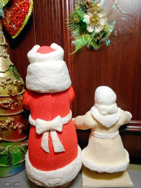 Реставрация антикварной новогодней игрушки из ваты. Снегурочка и Дед Мороз. +БОНУС, папье маше из ваты