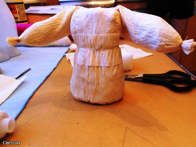 Реставрация антикварной новогодней игрушки из ваты. Снегурочка и Дед Мороз. +БОНУС, папье маше из ваты